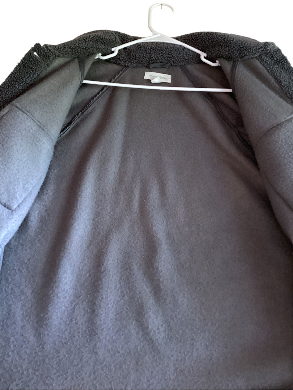 Treasure & Bond Gray Blue Teddy Sherpa Faux Shearling Shacket Jacket Small - Picture 7 of 12